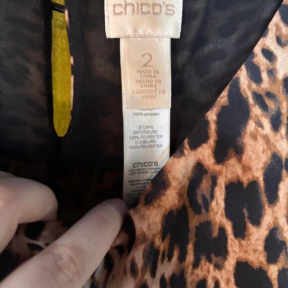 Chico's Black/Brown Cheetah Print Sleeveless Tank Blouse Animal Print - Picture 6 of 6